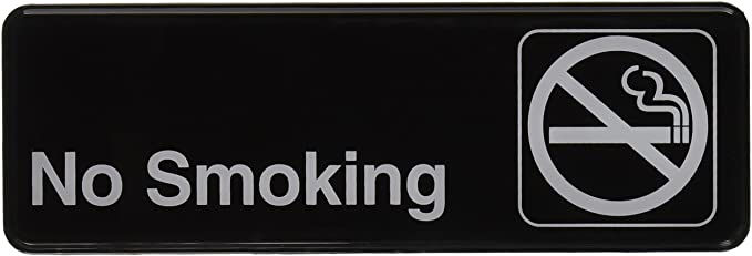 Winco Sign, 3-Inch by 9-Inch, No Smoking,Black, White,Medium