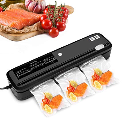 Vacuum Sealer, CUSIBOX Automatic Vacuum Sealing Machine with Cutter for Food Saver and Sous Vide, 3pcs Vacuum Sealer Bags(Black)