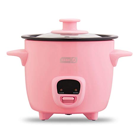 Dash DRCM200GBPK04 Mini Rice Cooker Steamer with Removable Nonstick Pot, Keep Warm Function & Recipe Guide, 2 Cups, for Soups, Stews, Grains & Oatmeal, Pink