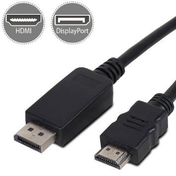 Fosmon 6FT DisplayPort (Male) to HDMI (Male) 6 ft Cable for PCs to an HDTV, monitor, or projector with HDMI port - Black