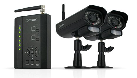 Defender PX301-013 Digital Wireless DVR Security System Receiver with SD Card Recording and 2 Long Range Night Vision Surveillance Cameras