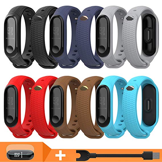 BDIG Xiaomi Mi Band 3 Mi Band 4 Strap Bracelet Replacement,Colorful Waterproof Soft Silicone Bracelet Wristband WatchBand Accessories for Xiaomi Mi Band 4 Miband 3 (Sets (6PCS))