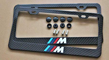 Armertek M -Tech Sport Logo M M2 M3 M4 M5 M6 E46 E92 E9X F8X E8X \Carbon Fiber-Look License Plate Frame Cover Stainless Steel Black for MW (2)
