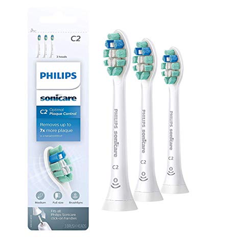 Genuine Philips Optimal Plaque Control replacement toothbrush heads,compatible HX9023/65, BrushSync technology, Electric Toothbrush, White(3 Pack)