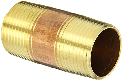 Anderson Metals - 38300-1625 38300 Lead Free Red Brass Pipe Fitting, Nipple, 1" x 1" NPT Male, 2-1/2" Length