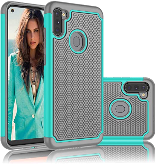 Njjex Case for Samsung Galaxy A11, for Galaxy A11 Case, [Nveins] Hybrid Dual Layers Hard Plastic Back   Soft Silicone Rubber Armor Defender Shockproof Slim Phone Cover for Samsung A11 [Turquoise]