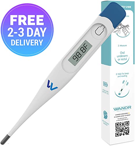 Digital Fever Thermometer for Adult & Baby | Includes 2-3 Day Delivery | Oral, Underarm or Rectal | Fever Beep Alert | Clinical Accuracy | Extra Long Battery Life