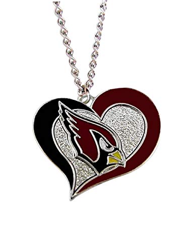 NFL Swirl Heart Necklace Arizona Cardinals Chain