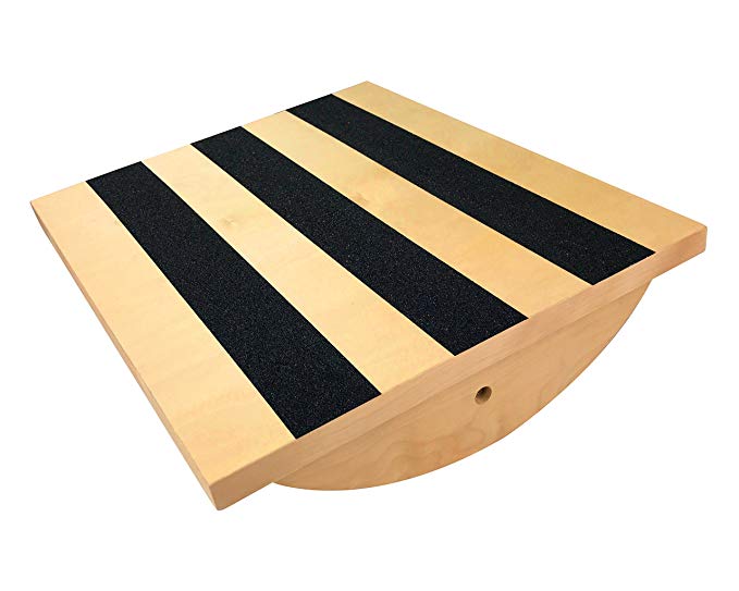 Professional Wooden Balance Board Calf Stretcher | Foot Rocker Board for Injury Rehabilitation Exercise and Core Strength Training - Ideal Physical Therapy Equipment (300 Lbs Capactiy)
