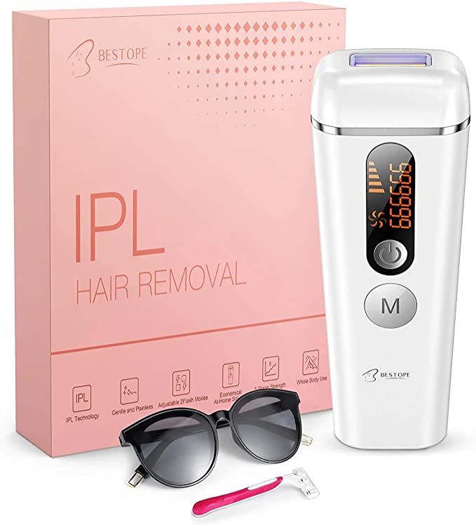 BESTOPE IPL Hair Removal, Laser Hair Removal, Permanent Painless 999,999 Flashes Hair Remover System Device for Women and Men Home Use, Face/Body/Up Lip/Bikini Line/Underarm/Arms/Legs