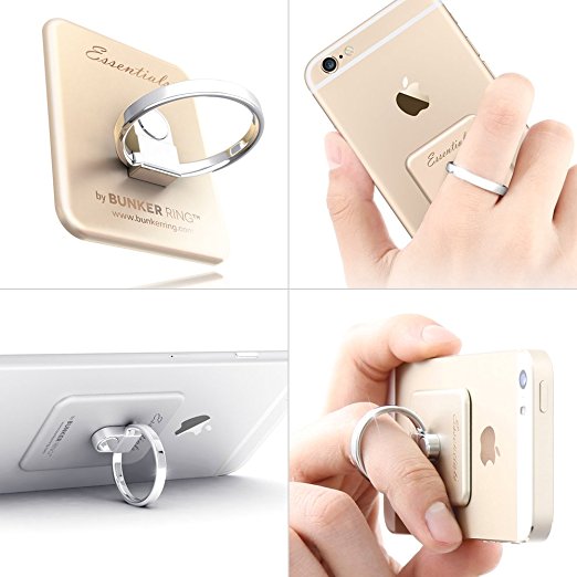 Kickstand - Original, Genuine, Authentic " BUNKER RING" Cell Phone and Tablets Anti Drop Ring for iPhone iPad iPod Samsung GALAXY NOTE and Any Universal Mobile Devices (Gold)