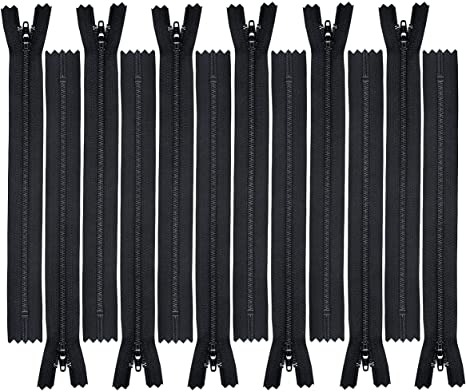 5" YKK 12 Black Zippers- for Apparel,Dolls, Crafts and Sewing Projects- Made in USA