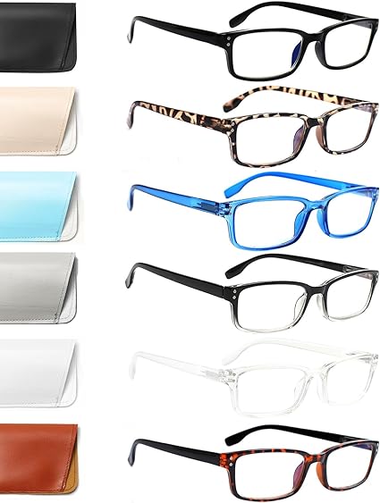 Kerecsen 6-Pack Reading Glasses Blue Light Blocking,Spring Hinge Readers for Men Women,Computer Eyeglasses