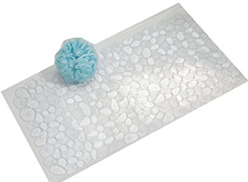 InterDesign Pebblz Non-Slip Suction Bath Mat for Shower, Bathtub - Clear