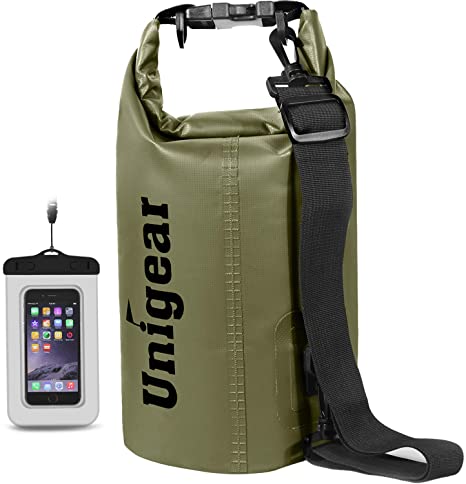 Unigear Dry Bag Waterproof, Floating and Lightweight Bags for Kayaking, Boating, Fishing, Swimming and Camping with Waterproof Phone Case