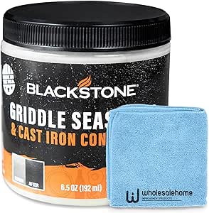 Cast Iron Seasoning Oil, Blackstone Seasoning and Conditioner Griddle Accessories with Wholesalehome Cleaning Cloth