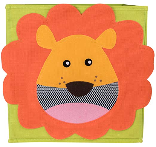 Clever Creations Smiling Lion Collapsible Toy Storage Organizer Sturdy Toy Box Folding Storage Ottoman for Kids Bedroom | Perfect Size Toy Chest for Organizing Books, Toys, Clothes, Shoes