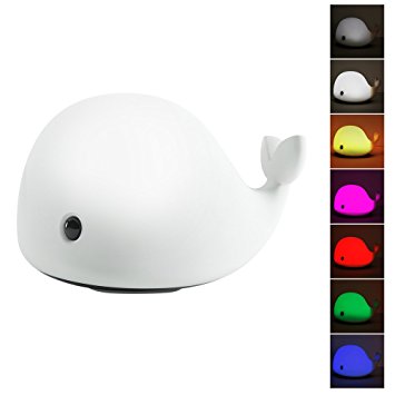 LED Baby Night Light, USB Rechargeable Silicone Nursery Night Lamp Pat Light Sensitive Tap Control 7 Single Colors and Multicolor Breathing Lights for Toddler Children Girls Adults Kids Bedroom