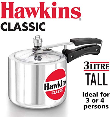 HAWKIN Classic CL3T 3-Liter New Improved Aluminum Pressure Cooker, Small, Silver