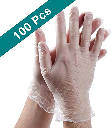 100 Pack Disposable Clear Plastic Gloves,Plastic Disposable Food Prep Glove,Disposable Polyethylene Work Gloves for Cooking,Cleaning - Effectively Avoid Contact Transmission