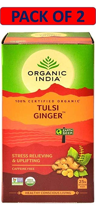 Organic India 25 Tulsi Ginger Tea Bags (Set of 2)