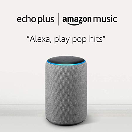Echo Plus (2nd Gen) - Premium sound with built-in smart home hub - Heather Gray   Amazon Music Unlimited (6 months FREE w/auto-renew)