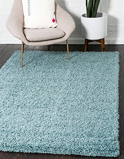 Unique Loom Solid Shag Collection Light Slate Blue 3 x 5 Area Rug (3' 3" x 5' 3")