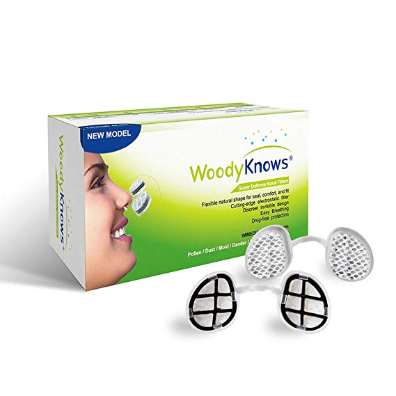 WoodyKnows Super Defense Nasal Filters, Reduce Pollen, Dust, Dander, Mold, Allergy Relief, Air Pollution PM2.5, Alternative to Nasal Spray(2 Frames 6 Pairs of Spare Filters, I-S, Slotted Nostrils)
