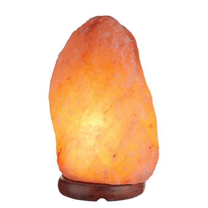 Globe Electric 89796 Himalayan Rock Large Salt Lamp, Pink Hand-Mined Himalayan Salt with Wood Base, Dimmable In-Line Rotary Switch, Bulb Included