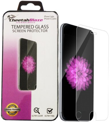 CheetahBlaze® iphone 6 Plus Screen Protector, iphone 6 Plus Glass Screen Protector [Tempered Glass] 5.5" High Definition (HD) 0.26mm Glass Screen Protector iphone 6 Plus/ 6S Plus