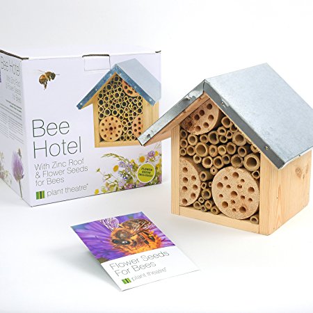 Bee Hotel & Flower Seeds for Bees by Plant Theatre - Excellent Gift Idea