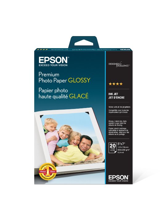 Epson Premium Photo Paper GLOSSY (5x7 Inches, 20 Sheets) (S041464)