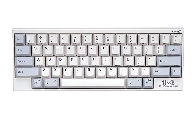 Happy Hacking Keyboard Professional Type-S (Compact, White, 45G, Printed Keycaps, Silent)