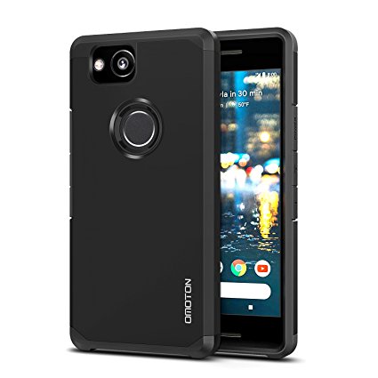 OMOTON Google Pixel 2 Case - Dual-Layer [Soft TPU Interior] [Durable PC Exterior] Case For Google Pixel 2, Black