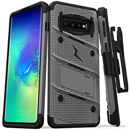 ZIZO Bolt Heavy-Duty Galaxy S10 Case | Military-Grade Drop Protection w/Kickstand Bundle Includes Belt Clip Holster   Lanyard Designed for 6.1 Samsung S 10