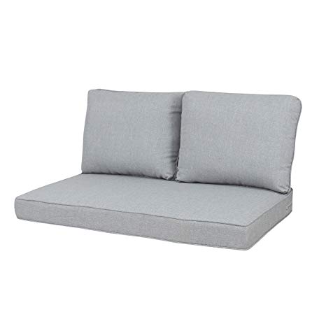 Quality Outdoor Living All Weather Deep Seating Patio Loveseat Seat and Back Cushion Set, 46-Inch by 26-Inch, Machine Grey