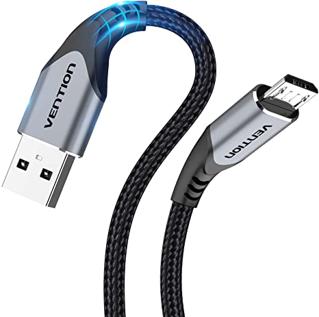 Micro USB Cable 3M, VENTION High Speed 2.0 USB to Micro USB Fast Charger Lead, PS4 Charging Cable Compatible with Huawei,Xiaomi,LG,Sony,Nexus,Nokia,Android Smartphones, PS4, Xbox etc