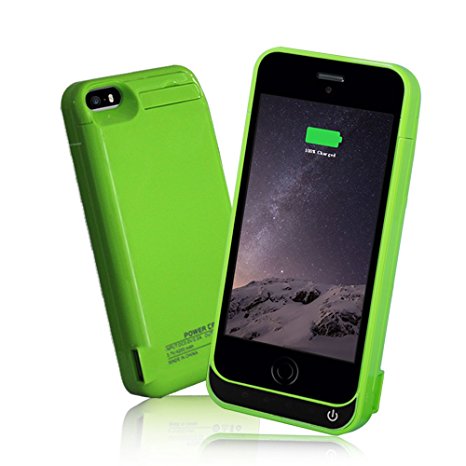 YHhao Battery Case for 4” iPhone 5s/5/5c, YHhao 4200mAh iPhone 5s/5/5c charger Case, Battery Pack Juice Bank Cover, Portable Charger iPhone 5s/5/5c Charging Case with Kick Stand – Green