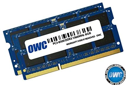 OWC 16GB (2 x 8GB) PC8500 DDR3 Non ECC 1066 MHz 204 pin SO-DIMM Memory Module for MacBook Pro, MacBook, Mac Mini, and iMac