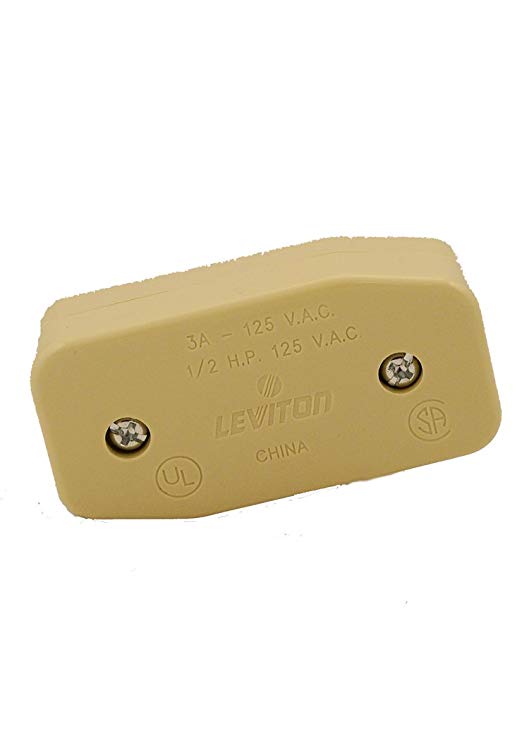 Leviton 5410-I Appliance Switch, Feed Thru Switch Rocker; Single Pole, Single Throw; 3A-125V AC, Ivory