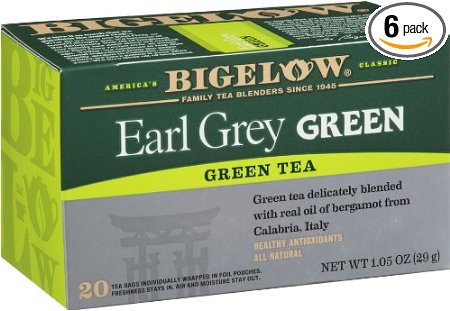 Bigelow Earl Grey Green Tea, 20-Count Boxes (Pack of 6)