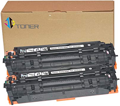 JC Toner Compatible for 304A CC530A Toner Cartridge for use with Color LaserJet CP2025 CP2025dn CM2320fxi mfp; imageCLASS MF726Cdw LBP766 ( Black, 2-Pack)