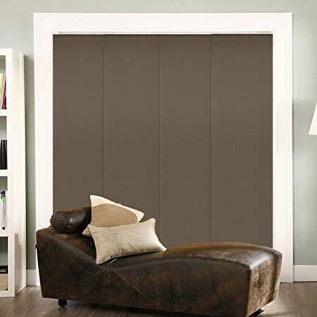 Chicology Adjustable Sliding Panel, Cordless Shade, Double Rail Track, Privacy Fabric, 80" x 96", Mountain Chocolate