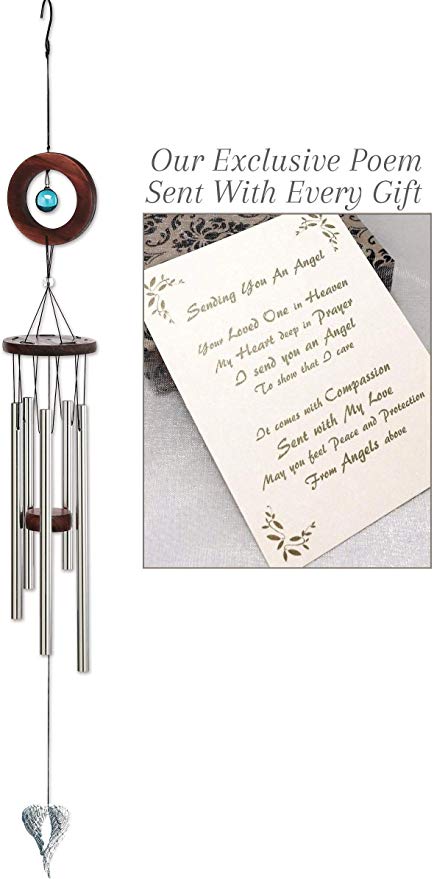 On Angel's Wings Sympathy Gift Wind Chime to Send for Funeral Or Memorial When Someone Loses A Loved One