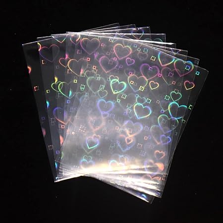 Black Lotus 100pcs/Lot Love Heart-Shape Laser Flashing Card Sleeves Trading Cards Film Magic Kpop Card Protector Holographic Foil Protective Cover (61x88mm)