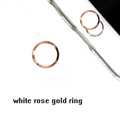 0.33mm Fingerprint Home Button Sticker, Silver Metal frame Touch ID Button Sticker for iPhone SE/5s iPhone 6/6s iPhone 6 plus/6s plus( white with rosegold ring )
