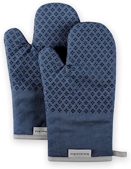 KitchenAid Asteroid Oven Mitt Set, 7"x12.5", Blue Willow, 2 Piece