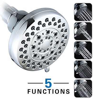 Albustar 5 Function Luxury Shower Head with Massage, Spa Experience, Wall-Mounted, High Pressure, Easy Installation, Chrome Finish