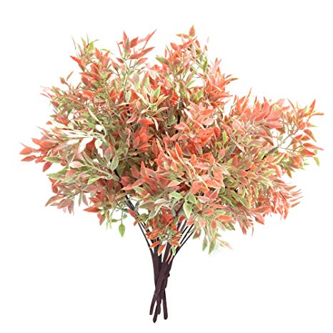 ATOFUL Artificial Fake Flowers-Plastic Faux Plants Leaves Arrangements for Indoor/Outdoor Decorations, Wedding, Party, Home, Videos or MV (Red)