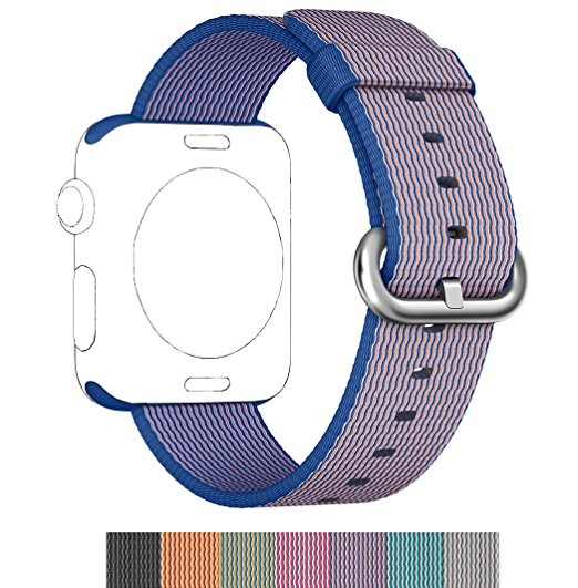 Apple Watch Nylon Band, PUGO TOP 2016 Woven Nylon Replacement Band for Apple Watch Series 2 Series 1 42mm, Blue